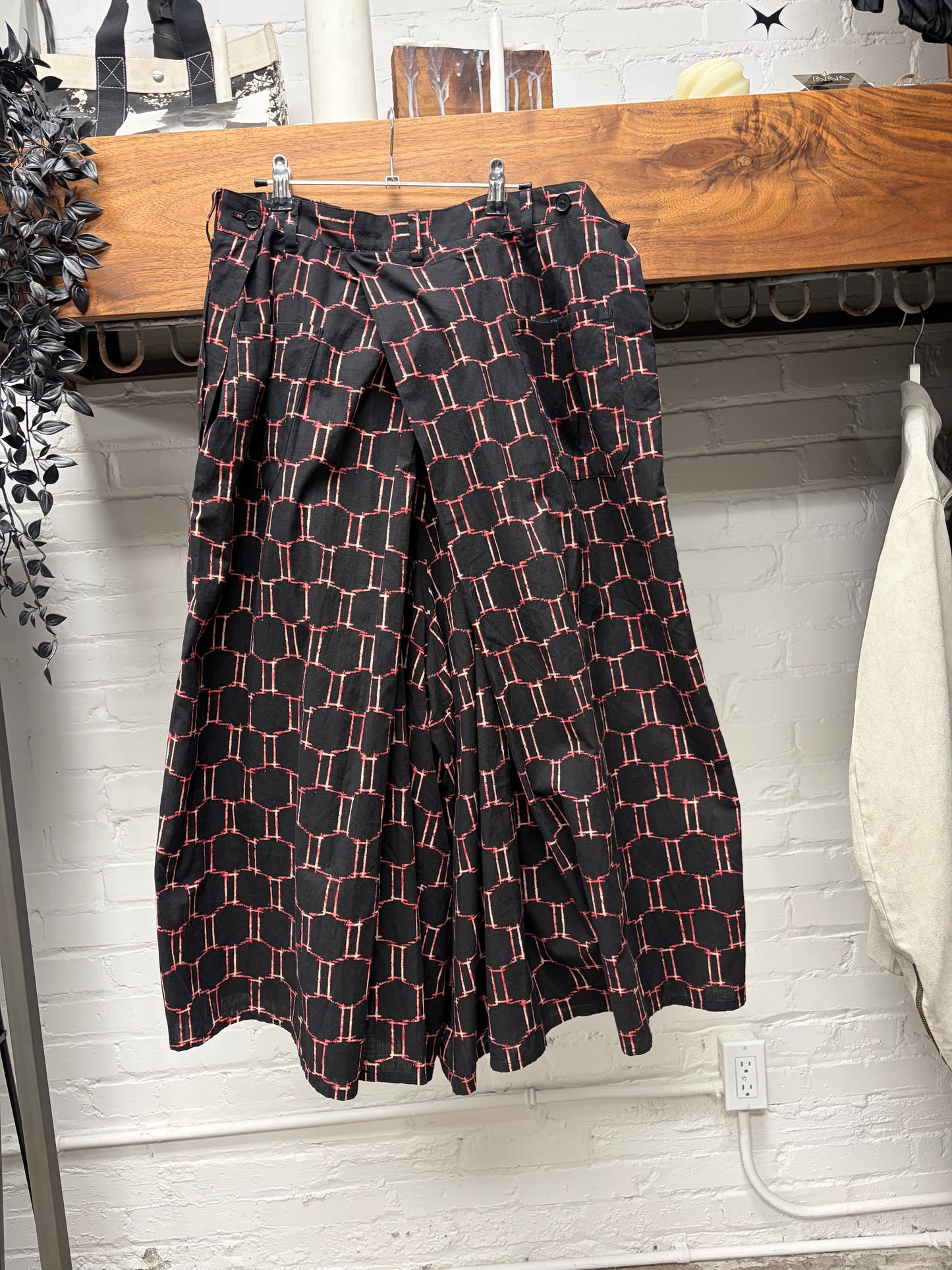 Yohji Yamamoto Pour Homme Patterned Red/Black Carousel Balloon Cut Shorts