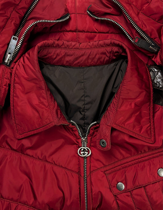 AW1997 Gucci by Tom Ford Padded Down Fill Red Biker Jacket