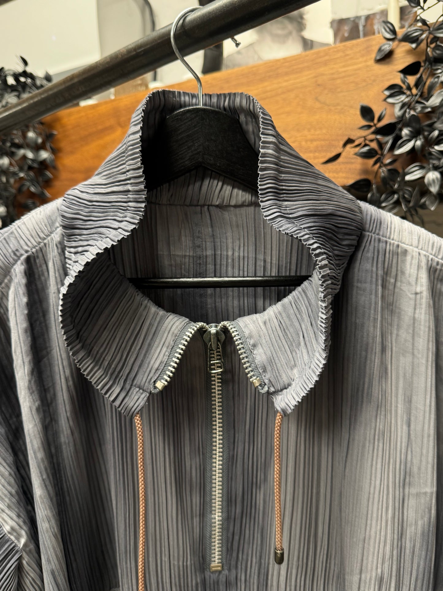 SS1991 Issey Miyake Runway Pleated Grey Windbreaker Jacket