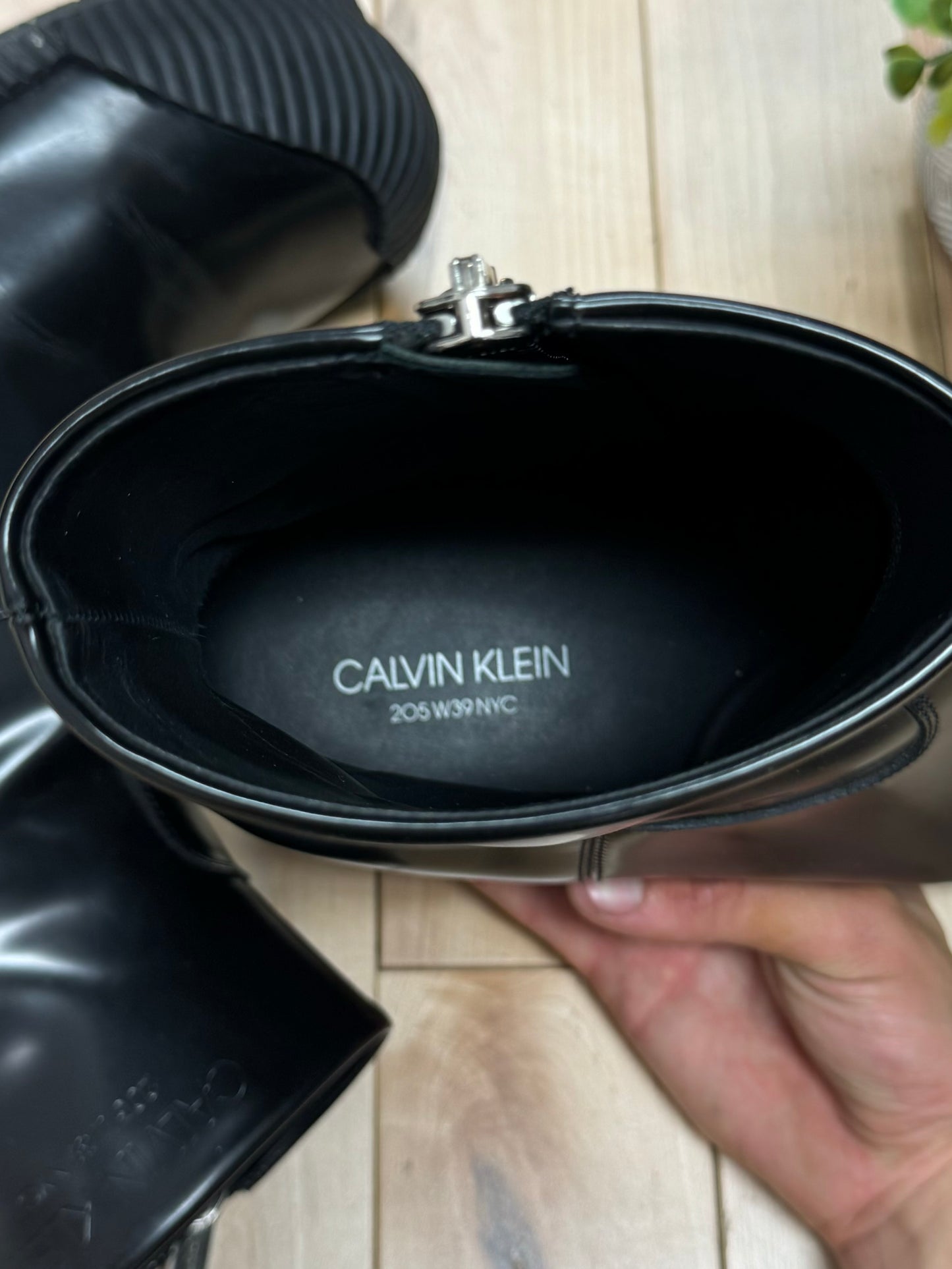CK205W39Nyc by Raf Simons ‘Spazzolato’ Patent Leather Boots