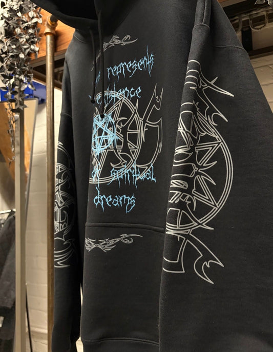 SS2022 Vetements ‘Vital Existence’ Gothic Logo Black Terry Cotton Hoodie
