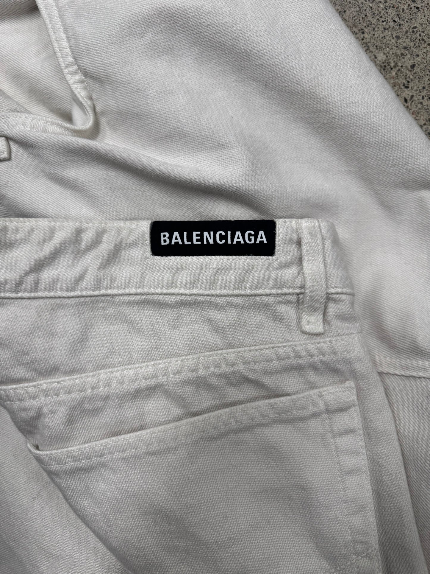 2022 Balenciaga White 5 Pocket Baggy Jeans