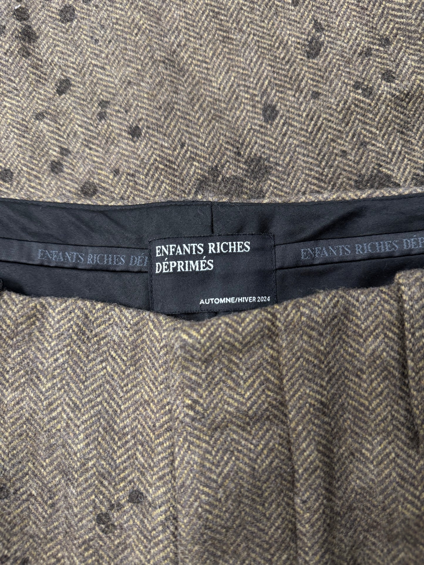 AW2024 Enfants Riches Deprimes ‘Oil Stained’ Wide Leg Wool Trousers