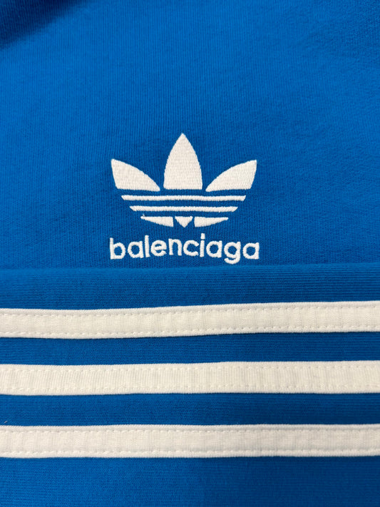 2022 Balenciaga x Adidas ‘3 Stripes’ Blue Pullover Hoodie