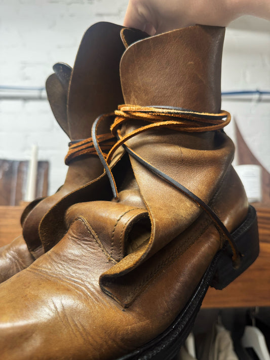 Dirk Bikkembergs ‘Wraparound’ Leather Lace Up Vibram Sole Boots