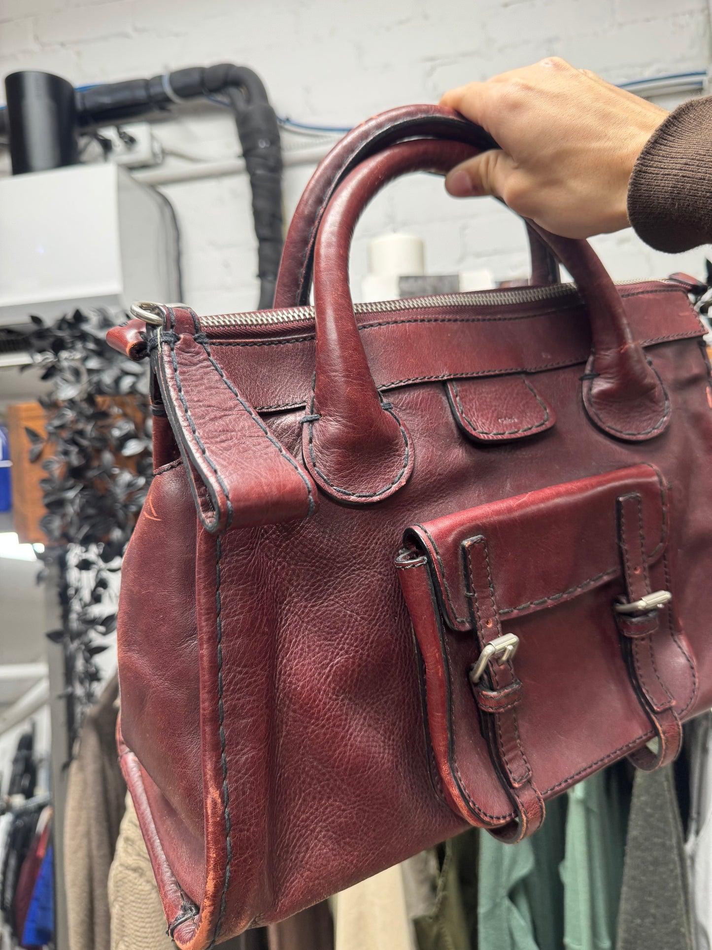 Chloe ‘Edith’ Oxblood Red Leather Top Handle Bag