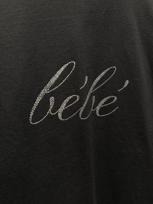 2021 Balenciaga ‘Bébé’ Black Rhinestone Oversized T-Shirt