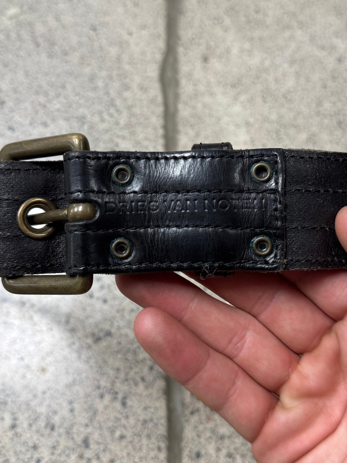 Dries Van Noten Black Calfskin Leather Belt