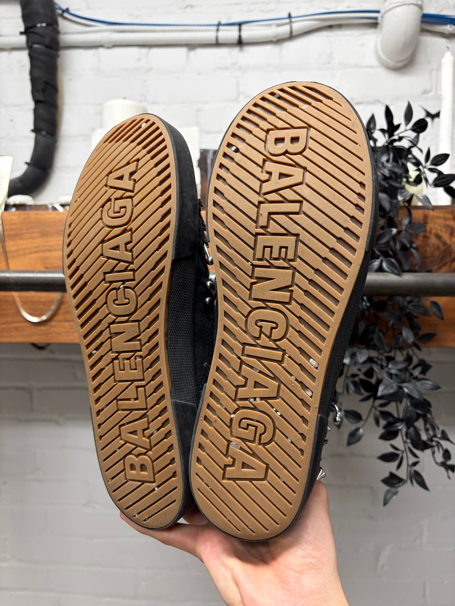 Balenciaga ‘Piercing’ Paris Black Canvas High Top Sneakers