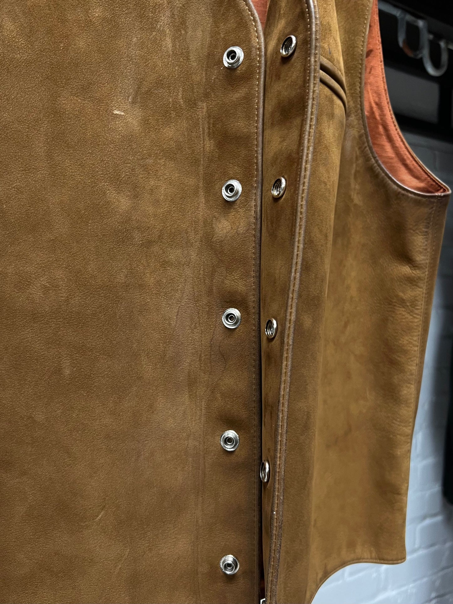 Vintage 80s Yohji Yamamoto Cowhide Suede Button Snap Vest