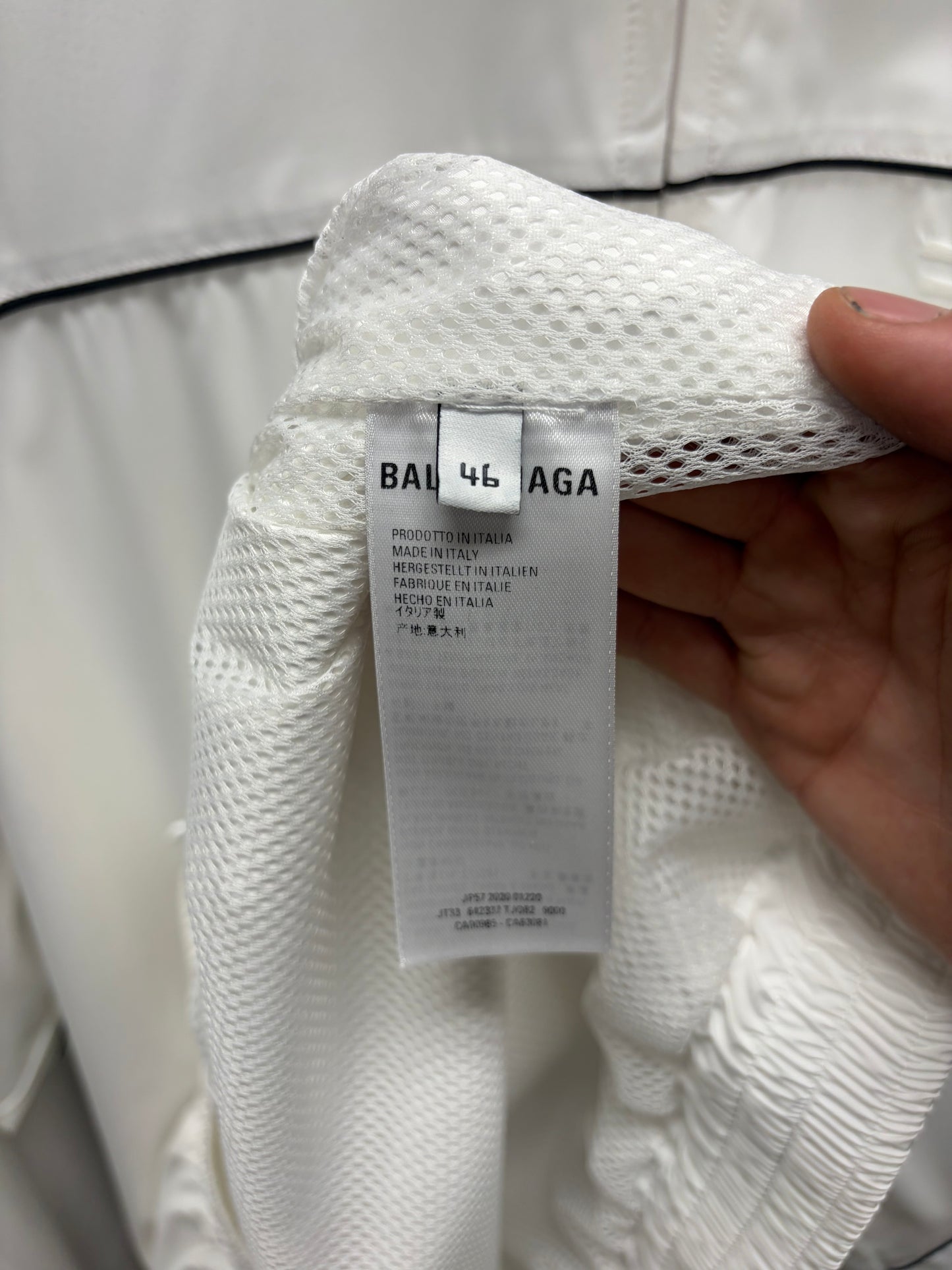 SS2021 Balenciaga ‘Sporty B’ Logo White Oversized Windbreaker