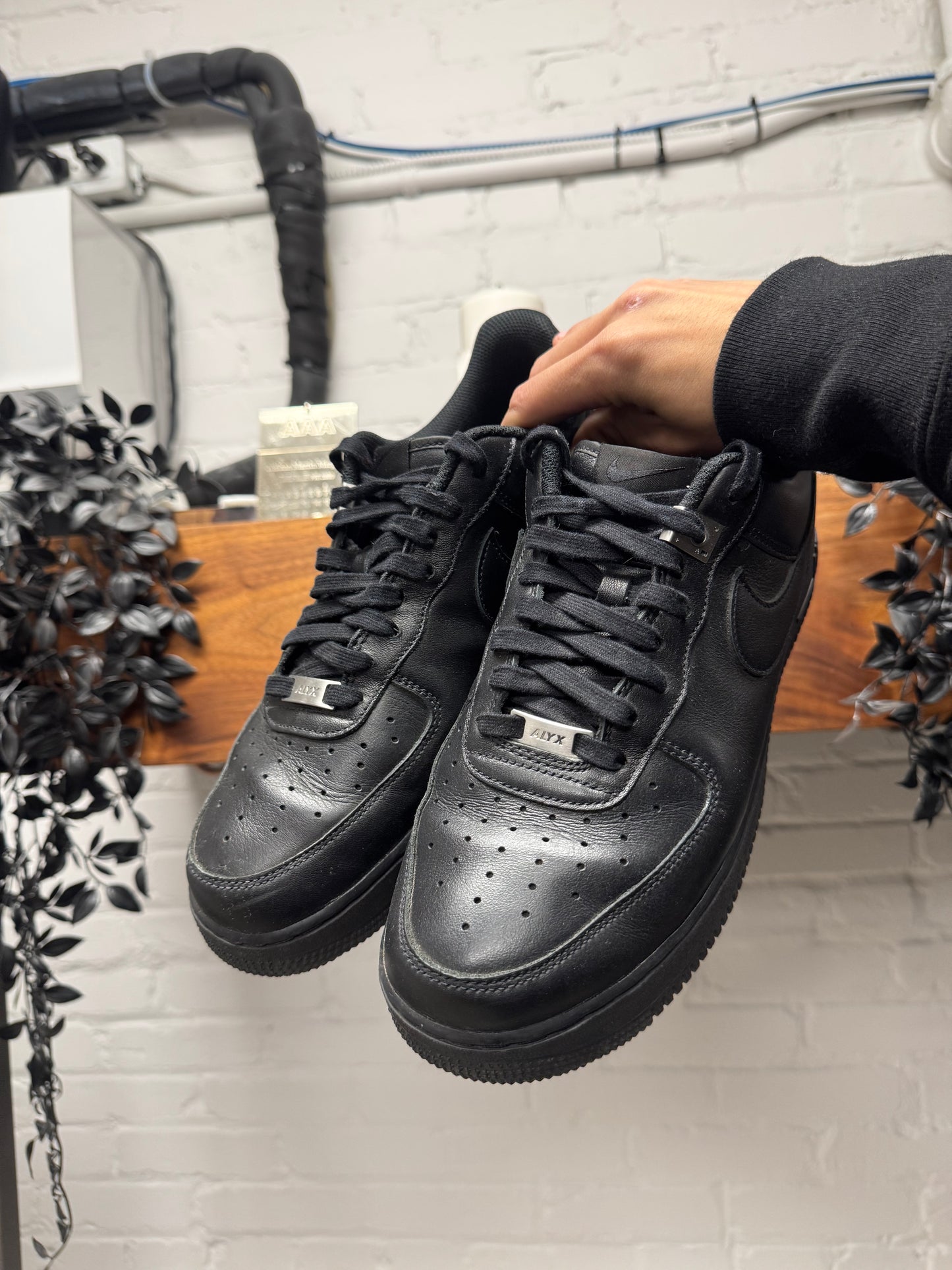 1017 Alyx 9SM Black ‘Air Force 1’ Premium Leather Low Top Sneakers