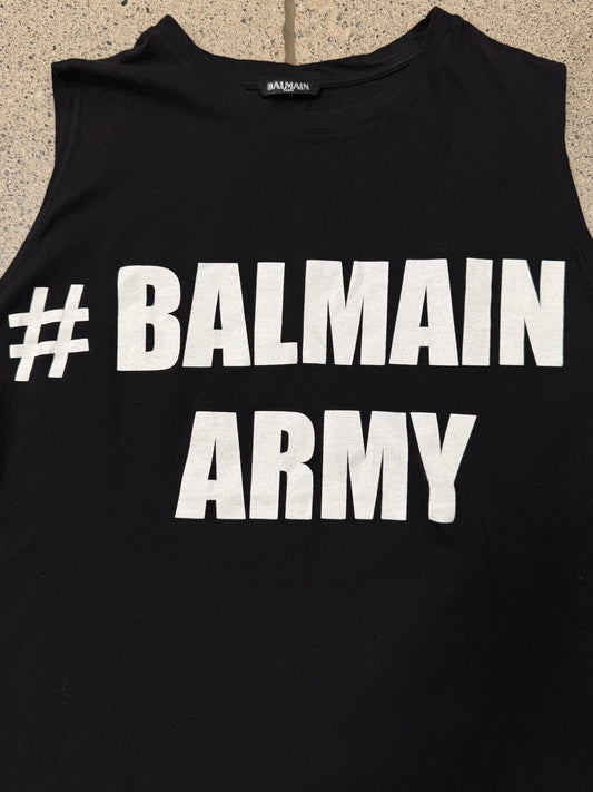 2010s Balmain ‘Army’ Cutoff Tank Top