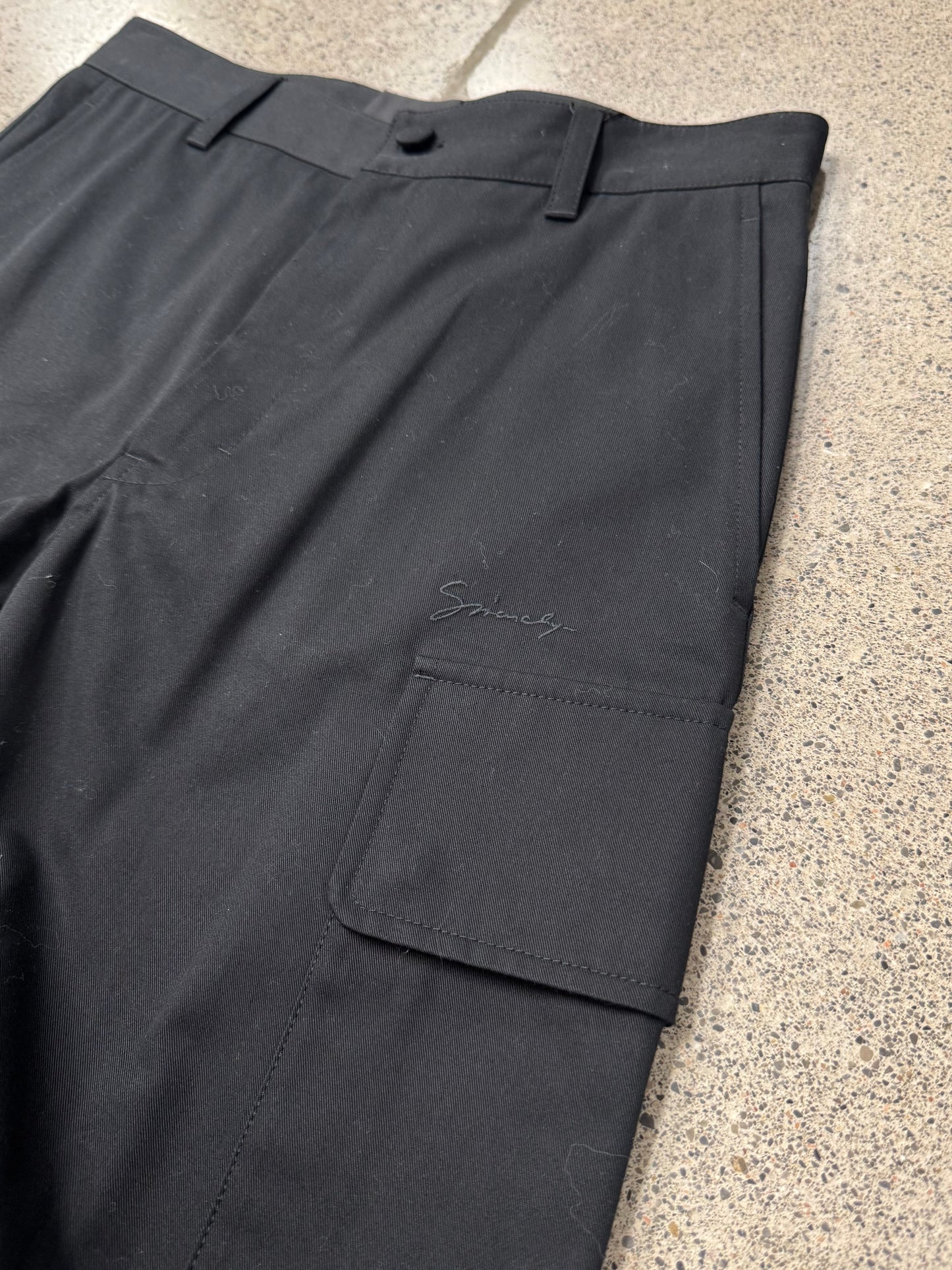 Givenchy ‘Cursive Logo’ Slim Straight Leg Black Cargo Trousers