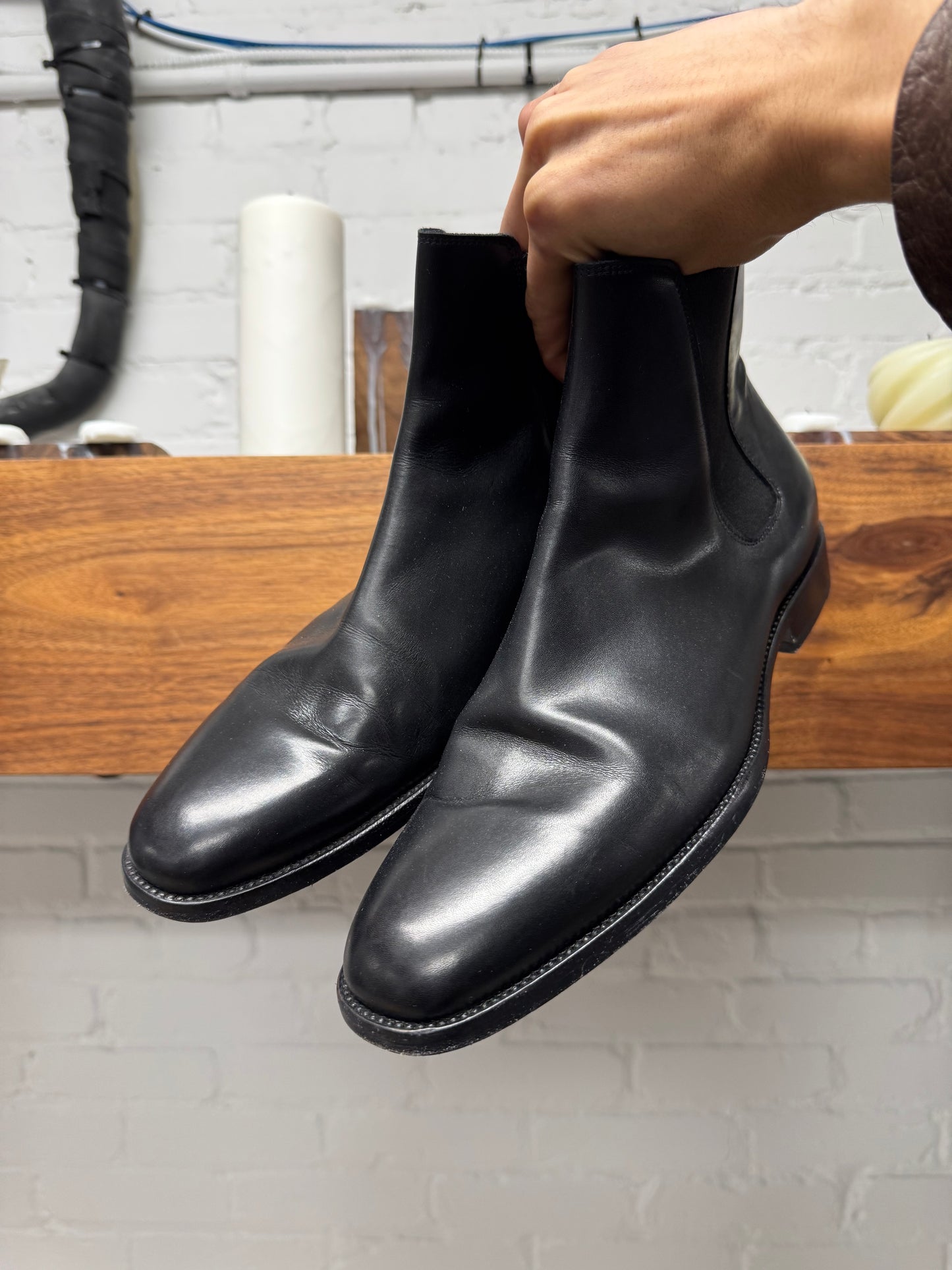 Saint Laurent Black Calfskin Leather ‘Wyatt’ Ankle Boot