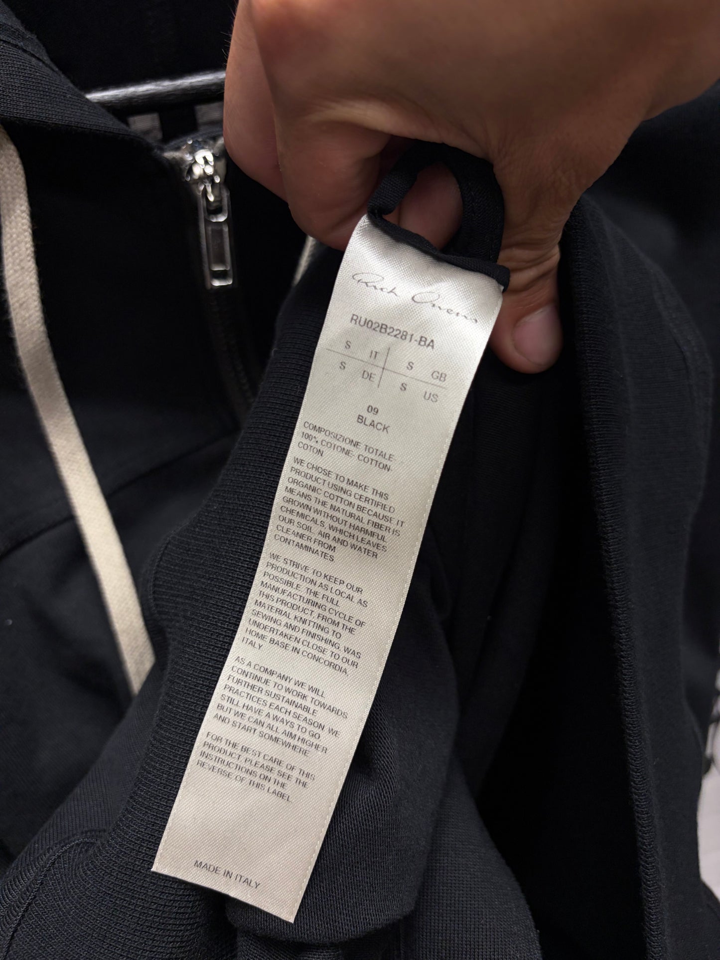 AW2022 Rick Owens ‘Strobe’ Jersey Cotton ‘Windbreaker’ Zip-Up Hoodie