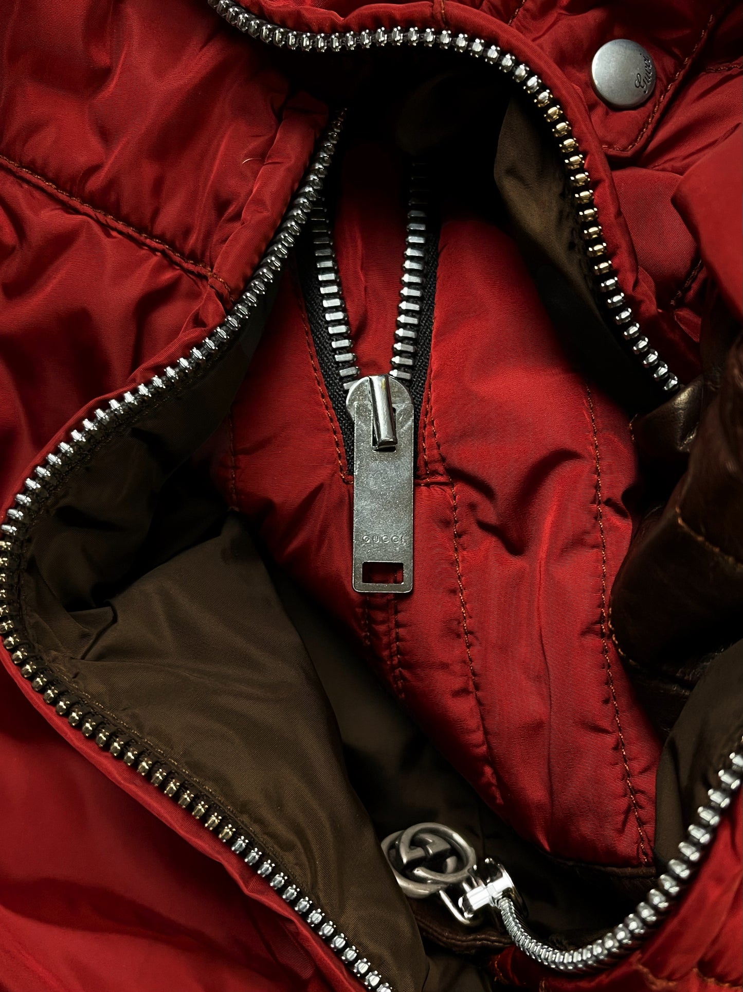 AW1997 Gucci by Tom Ford Padded Down Fill Red Biker Jacket