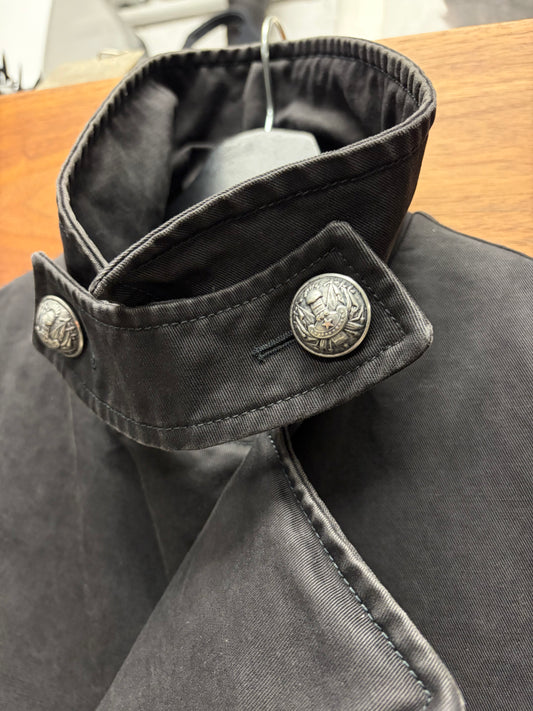 AW2011 Balmain by Christophe Decarnin Military Inspired Faded Black Peacoat