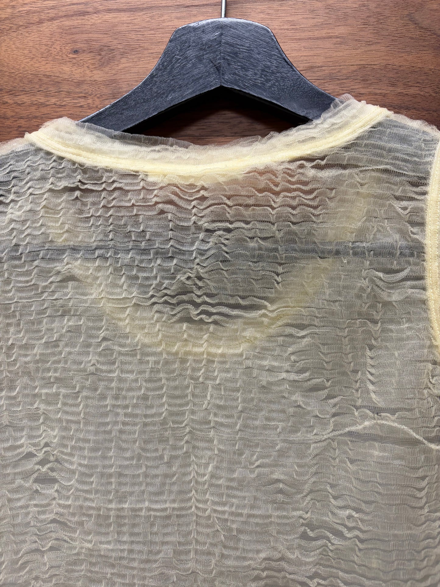 SS1998 Helmut Lang Runway ‘Ruffled Mesh’ Cream White Tank Top