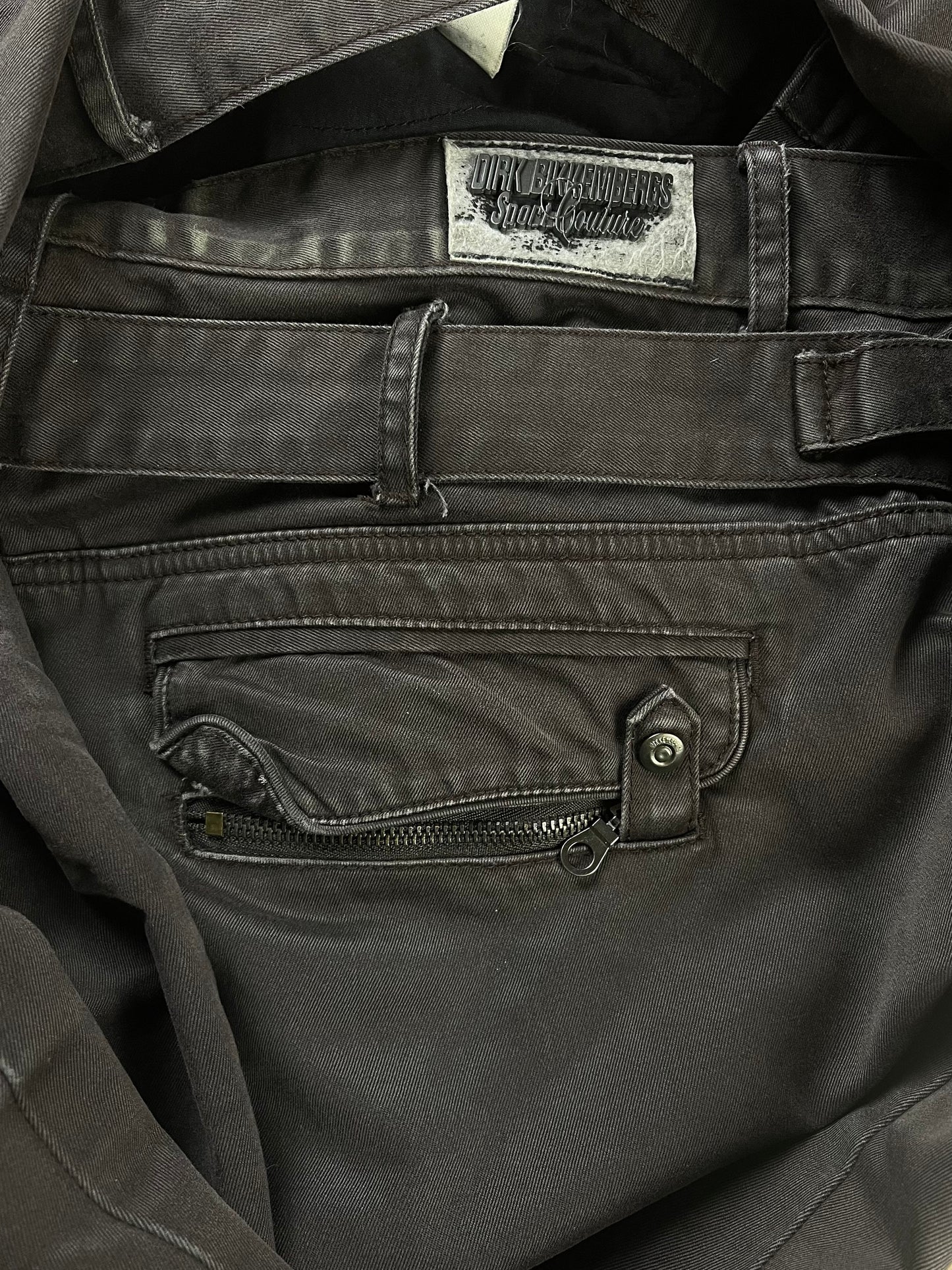 Dirk Bikkembergs Zipper Pocket Washed Brown Bootcut Denim