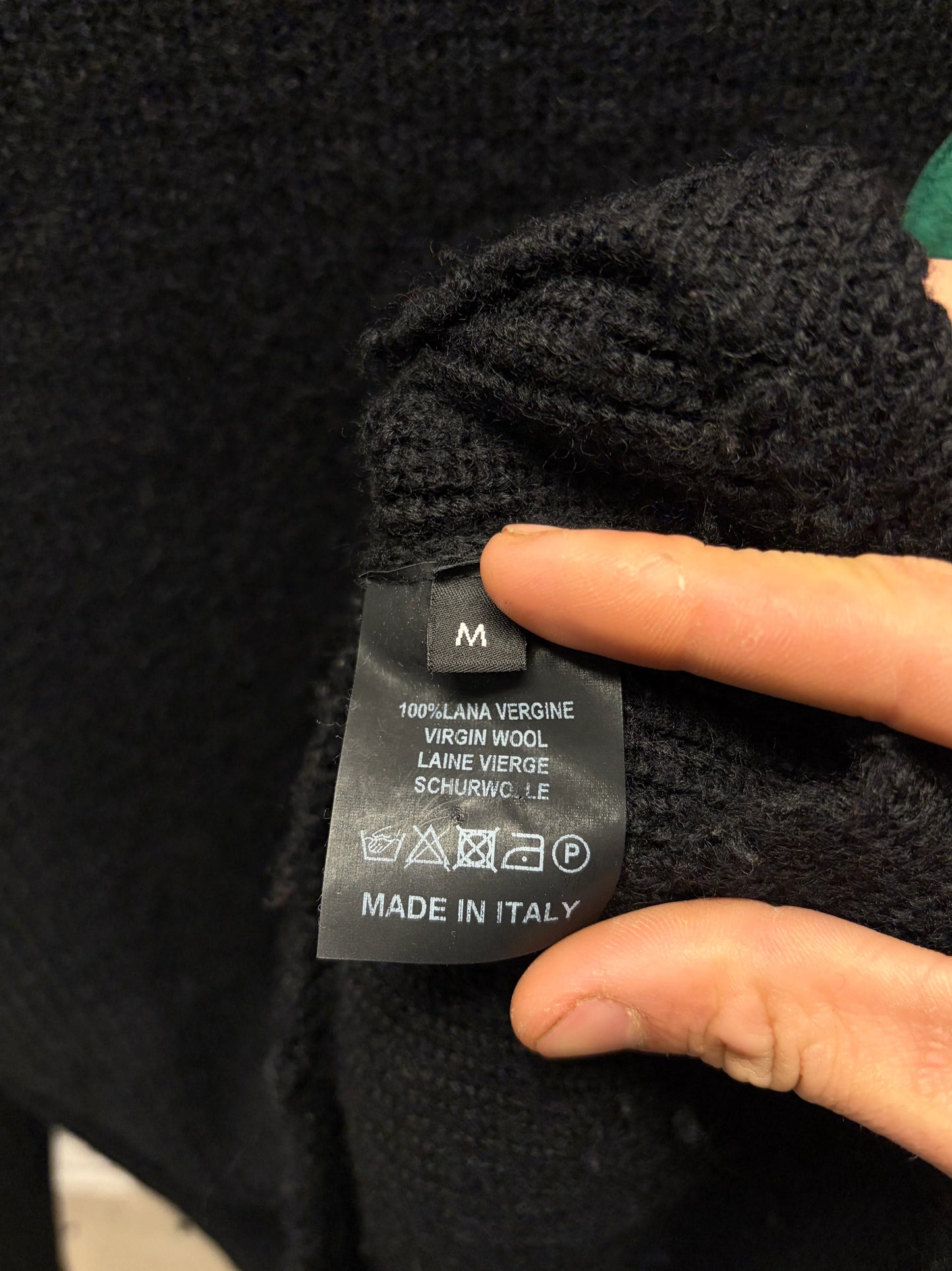 AW2016 Raf Simons ‘Detroit’ Patched Black Knit Sweater