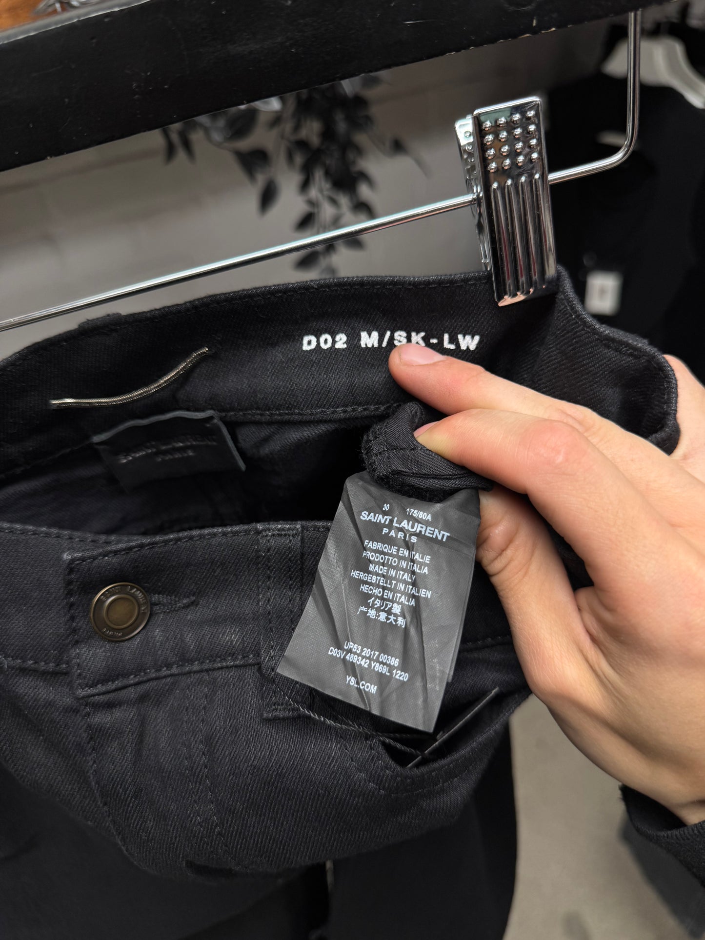 2017 Saint Laurent Black Distressed ‘D02’ Skinny Jeans