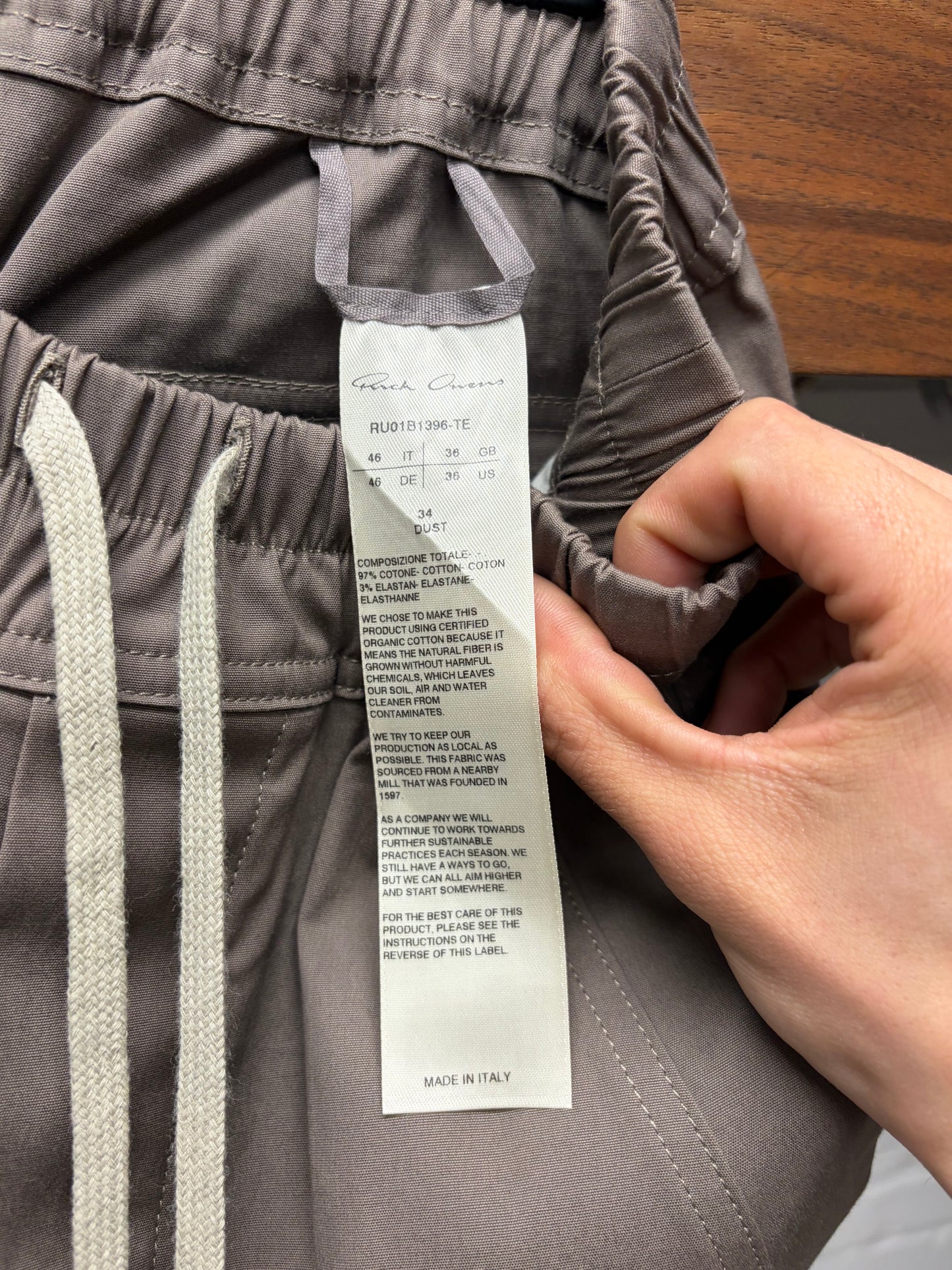 SS2022 Rick Owens ‘Fogachine’ Dust Drawstring Cargo Joggers