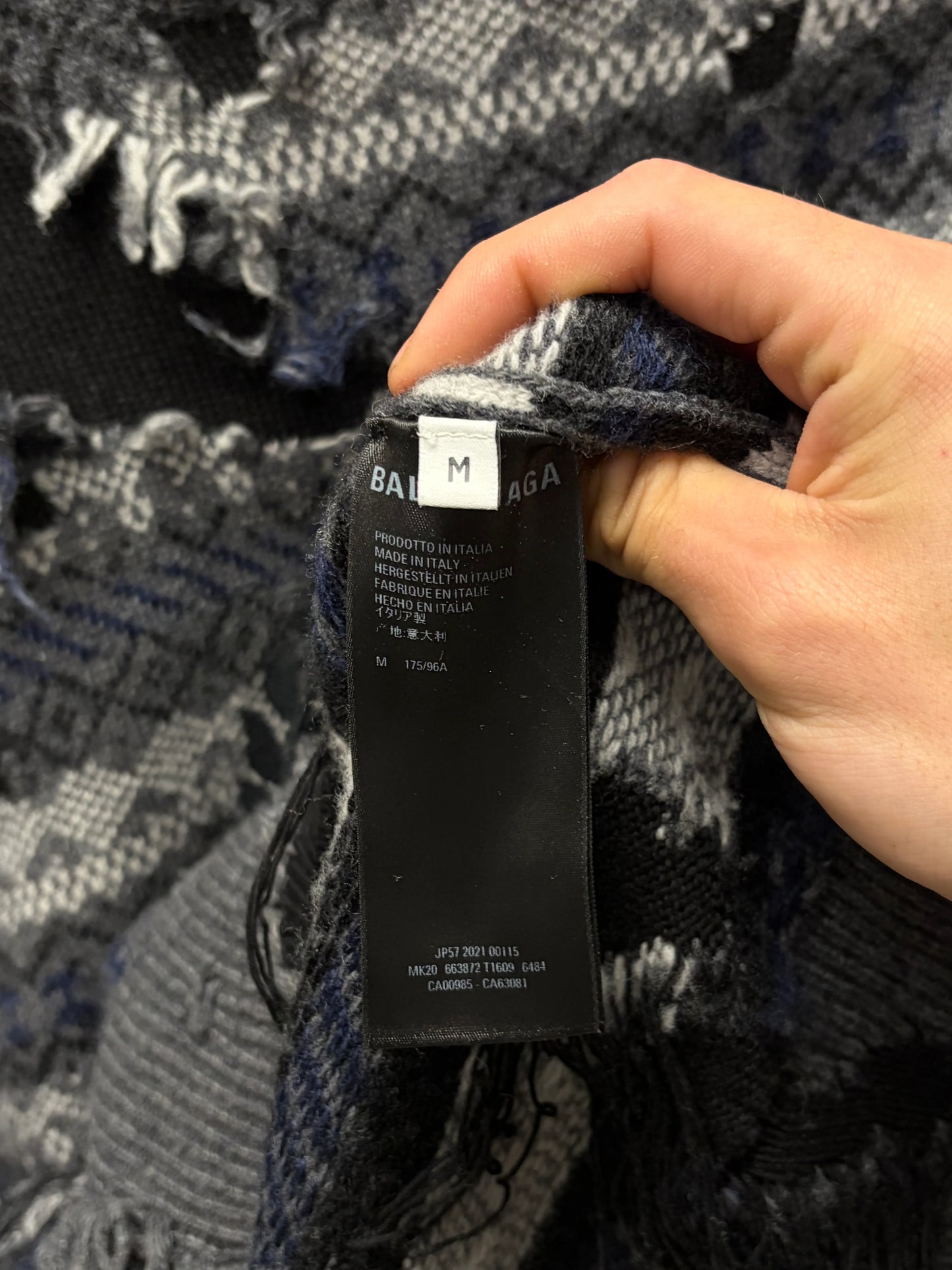 AW2021 Balenciaga ‘Fair Isle’ Distressed Knit Sweater