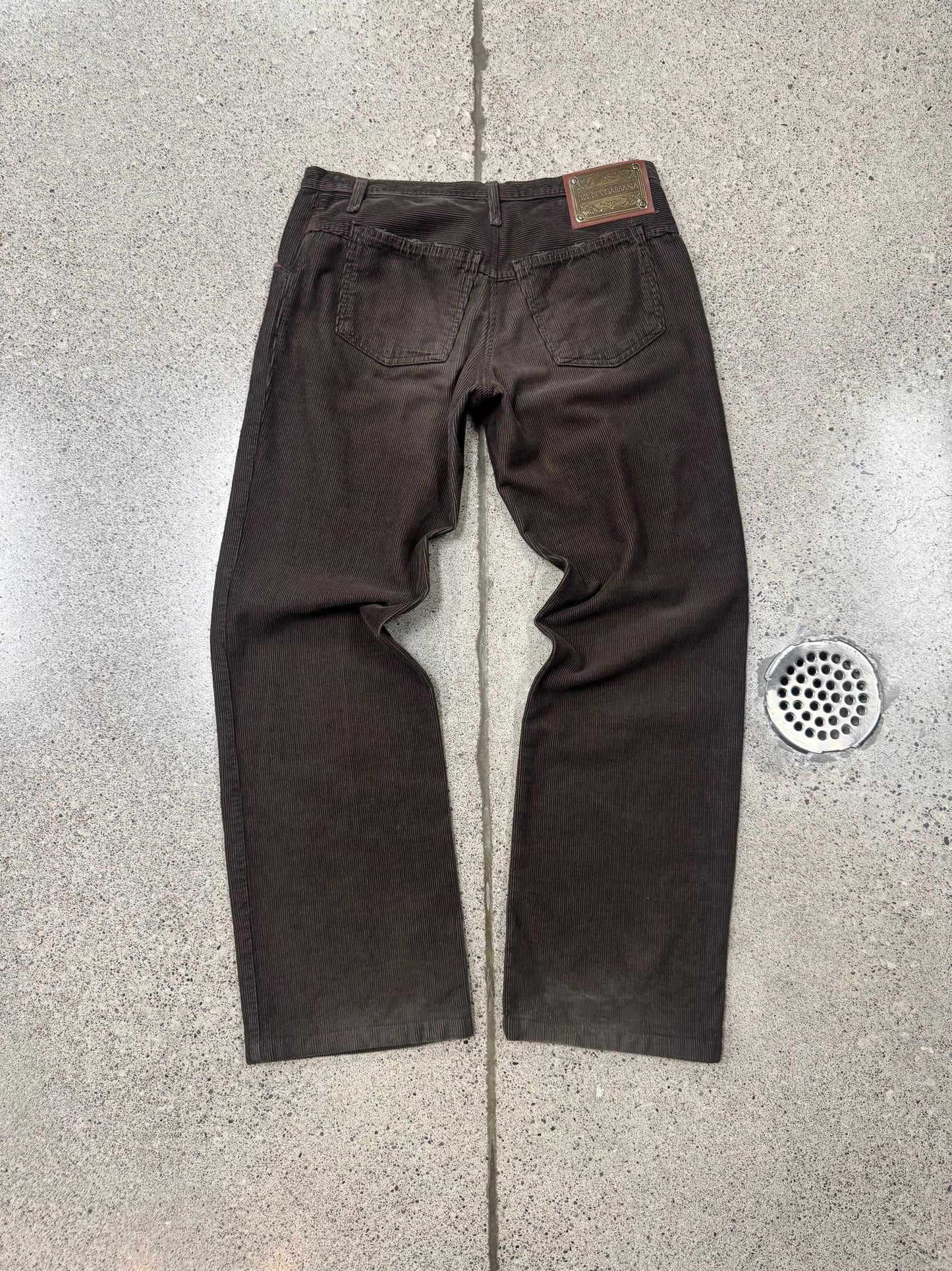2000s Dolce & Gabbana Brown Corduroy Wide Leg Pants