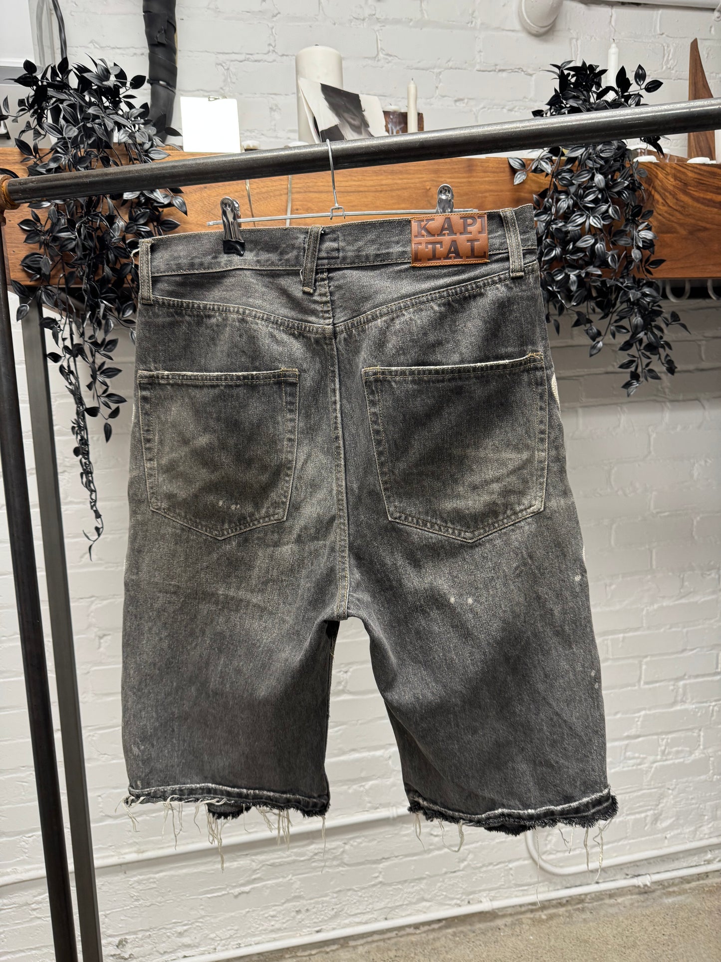 Kapital Grey 14oz ‘Bone Denim’ Cutoff Shorts