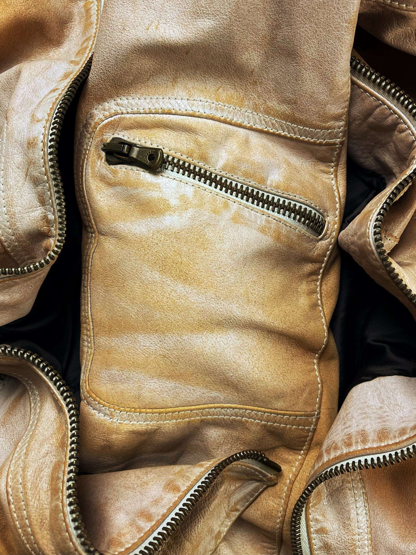 2000’s Dolce & Gabbana Mainline Runway Washed Brown Leather Jacket.
