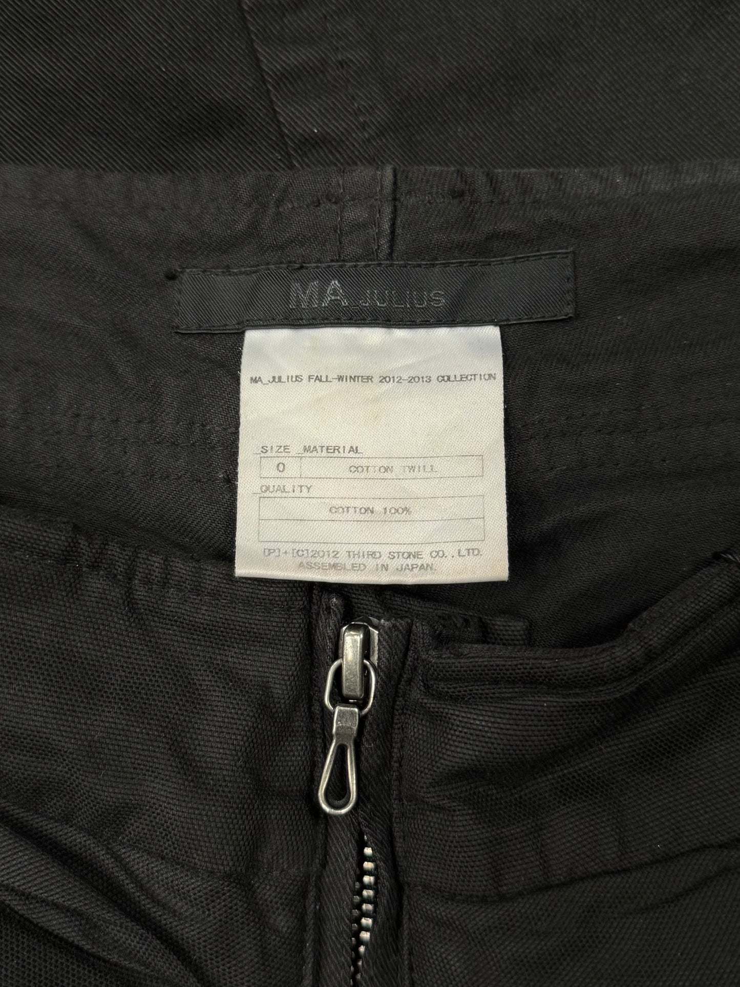 AW2013 Julius ‘Exposed Pocket’ Waxed Black Cargo Shorts