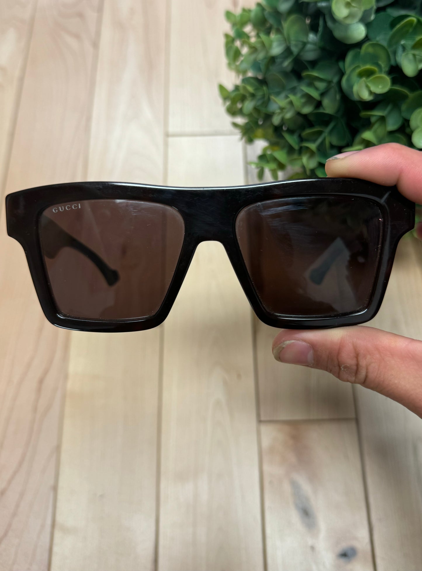 Gucci Brown Tint Square Frame Retro Sunglasses