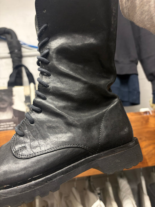 Ann Demeulemeester ‘Danny’ Black Calfskin Leather Combat Boots