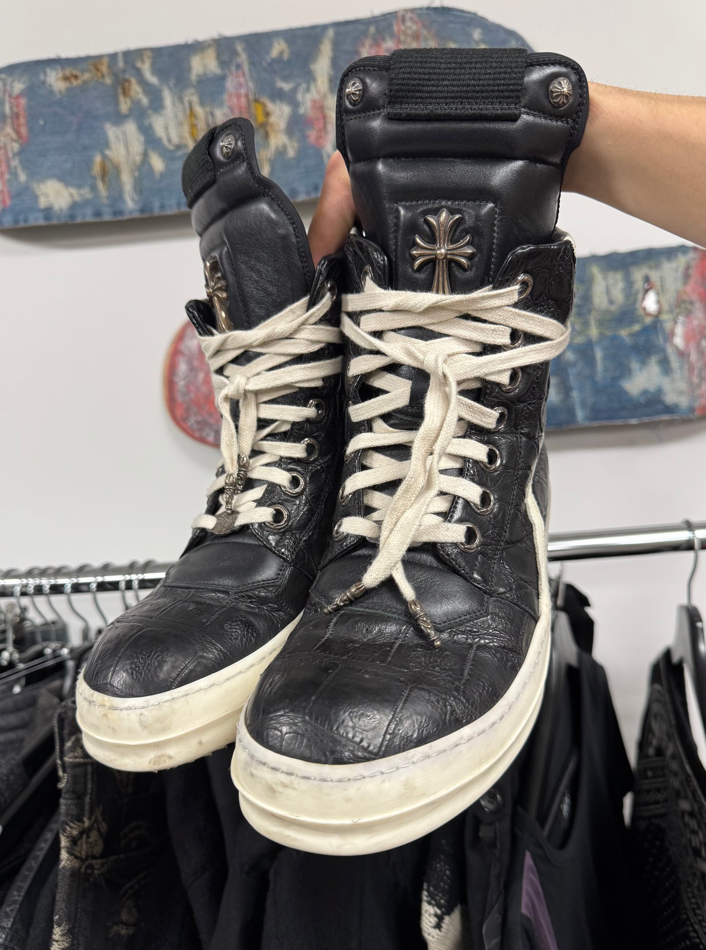 Chrome Hearts x Rick Owens Genuine Crocodile Leather Geobaskets