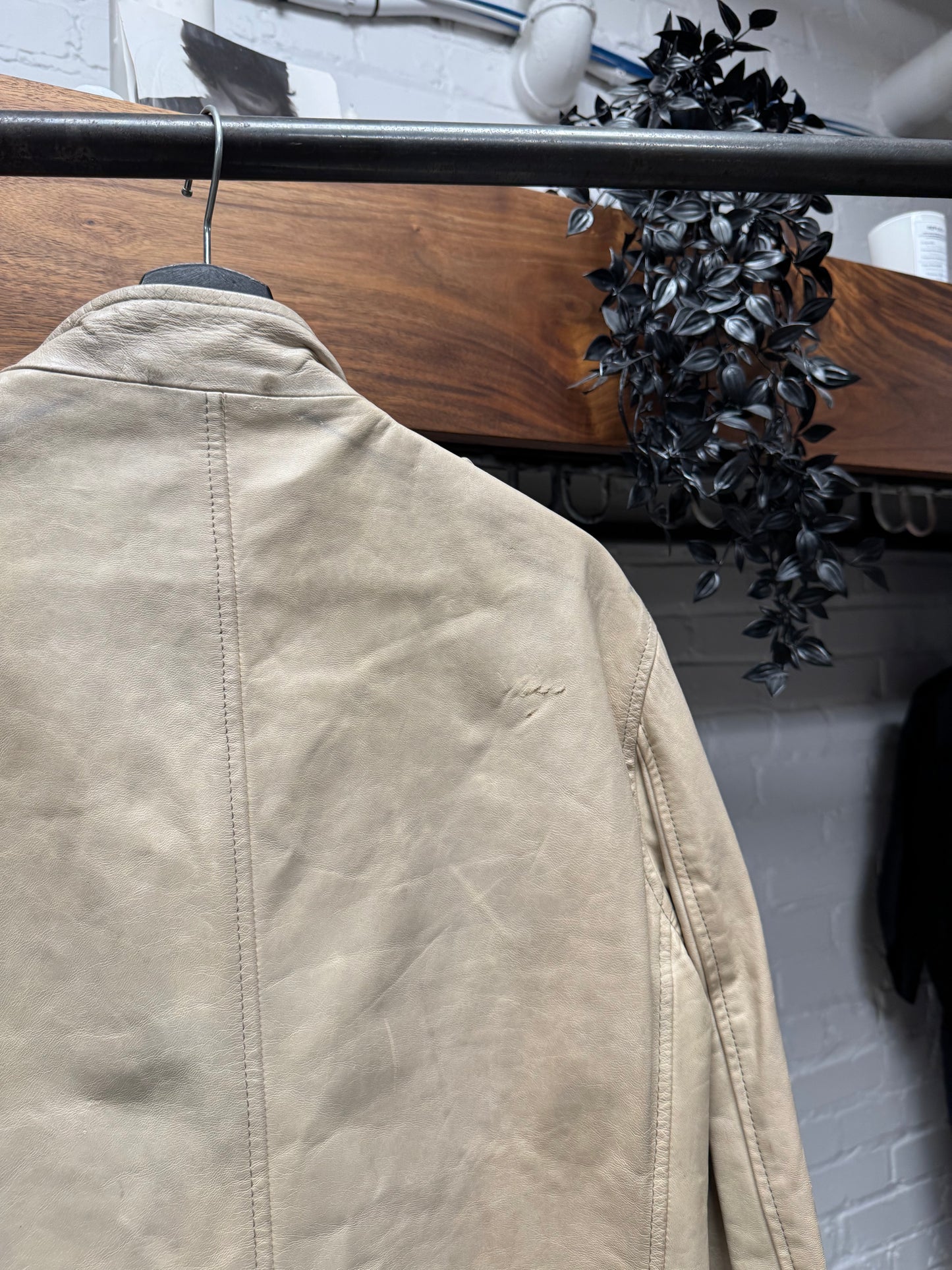 Dolce & Gabbana Double Zip Collar Calfskin Leather Moto Jacket