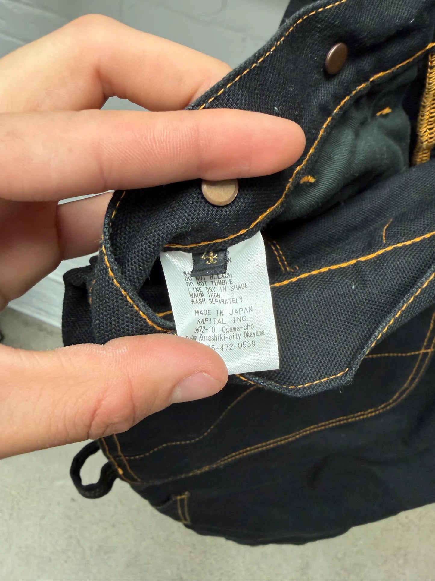 Kapital Light Canvas ‘Lumbar’ Black Double Knee Carpenter Pants