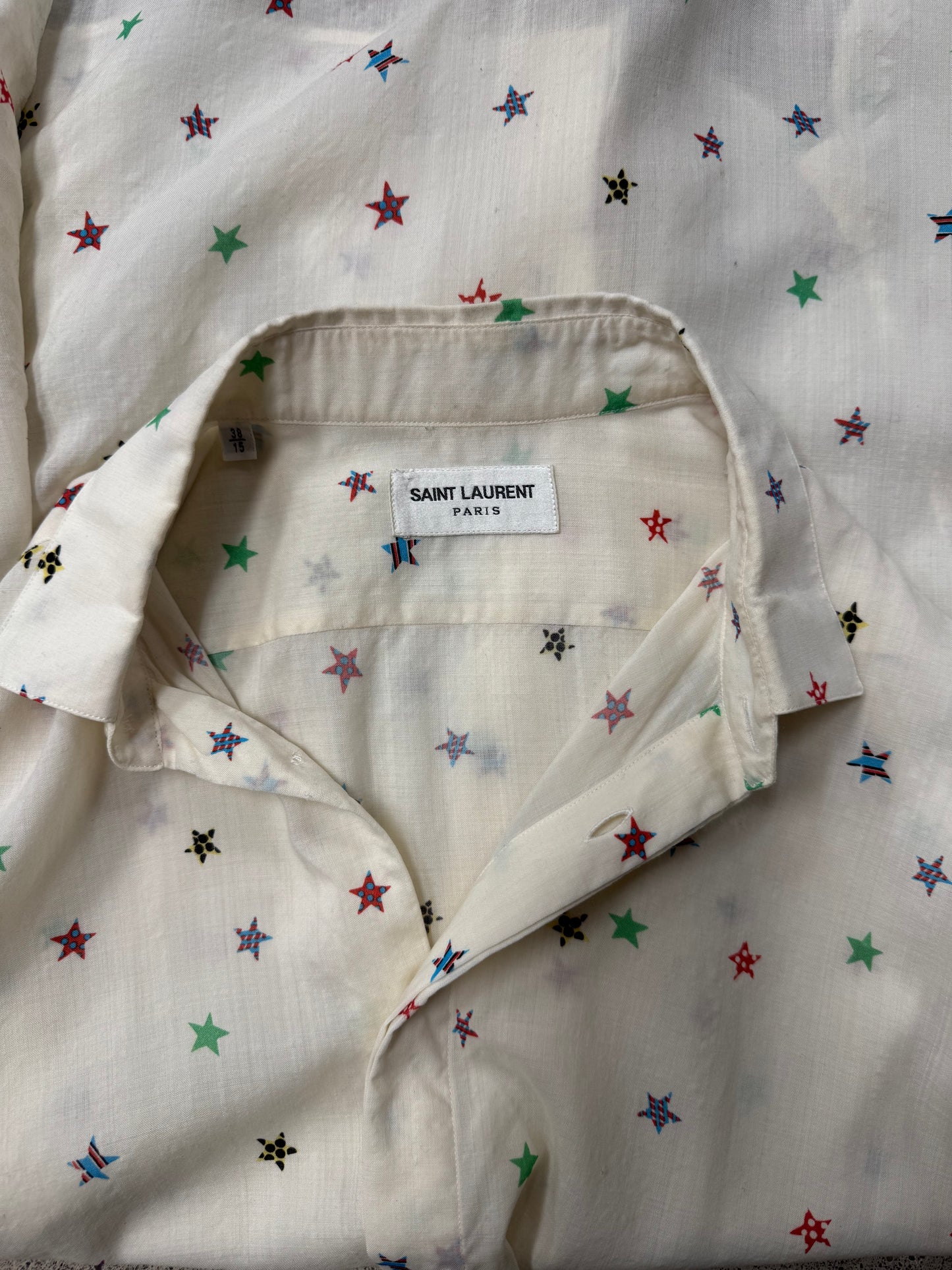 SS2018 Saint Laurent ‘Stars’ Silk Button Down Shirt