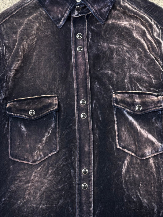 SS2020 Saint Laurent Silk/Velour ‘Gradient Fade’ Button Snap Shirt
