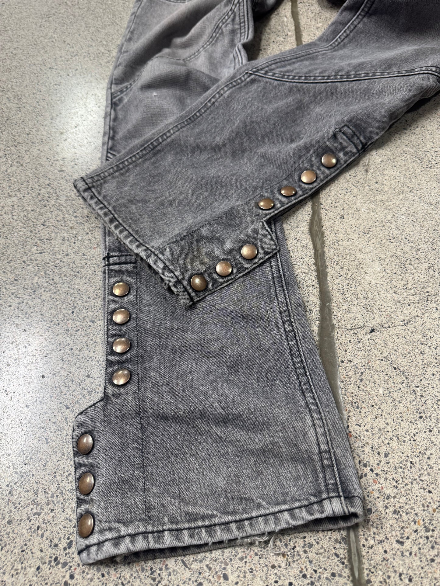 SS2007 Number (N)ine ‘Button Snap’ Grey Darted Flare Denim