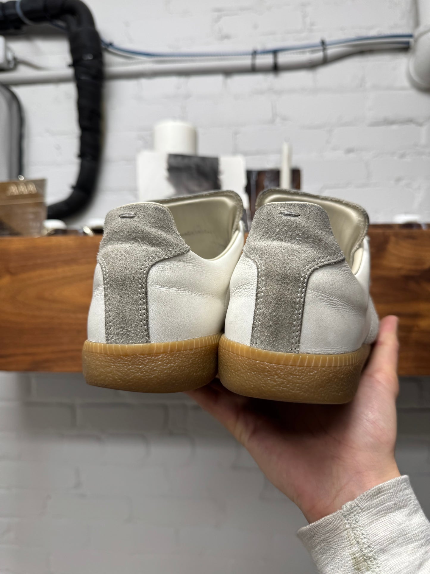 Maison Margiela G.A.T. White Leather/Gum Sole Low Top Sneakers