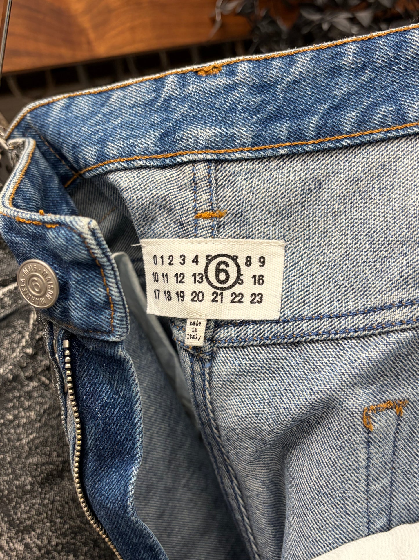 2022 Margiela Paint Cracked Wide Leg Blue Denim