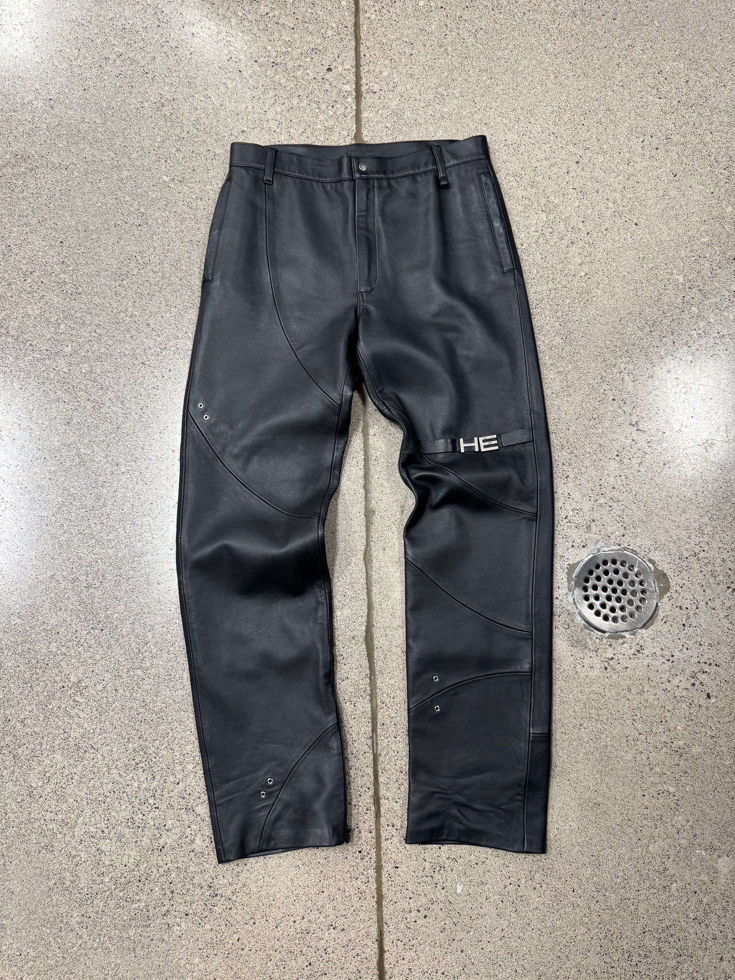 Heliot Emil Black Calfskin Leather Pants