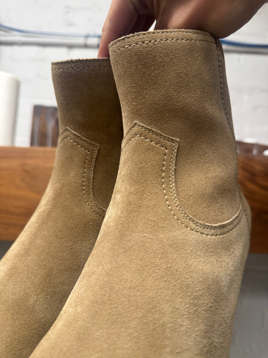 Saint Laurent Brow n Suede ‘Lukas’ Cuban Heel Pointed Toe Boots