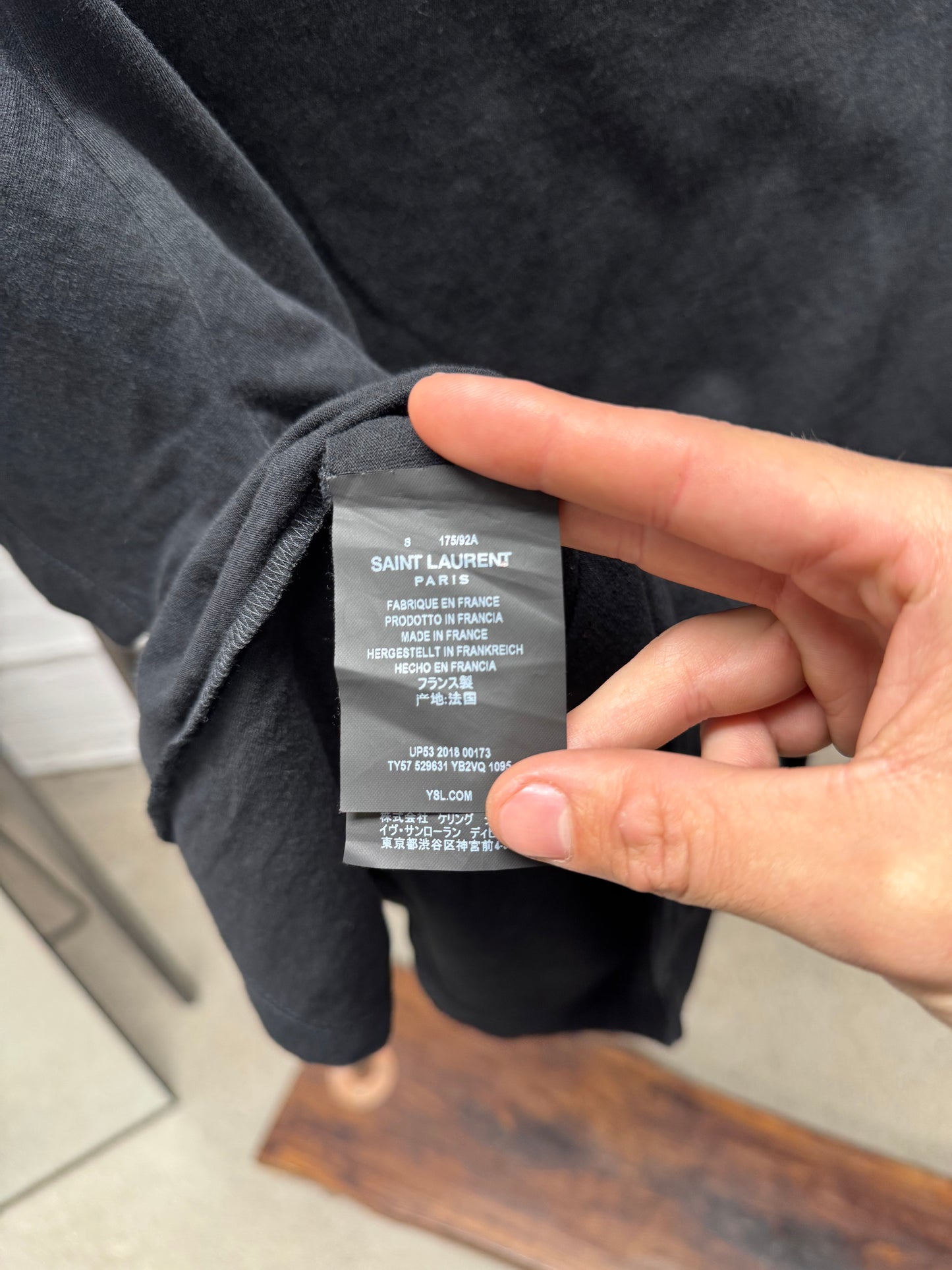 2018 Saint Laurent ‘Rive Gauche’ Black Graphic T-Shirt