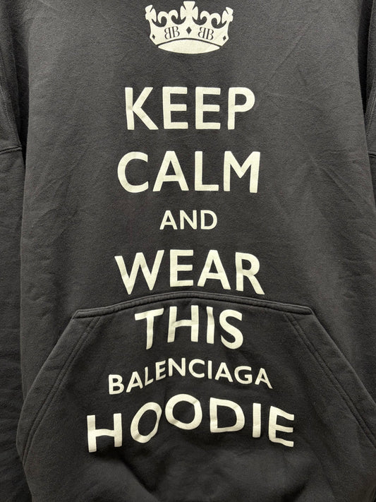 SS2025 Balenciaga ‘Keep Calm’ Parody Oversized Black Slogan Hoodie