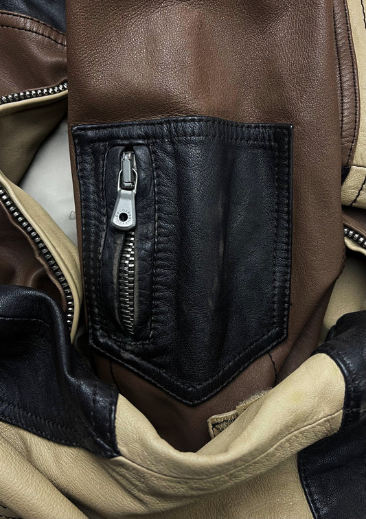 SS2004 Dolce & Gabbana Panelled Leather Moto Jacket