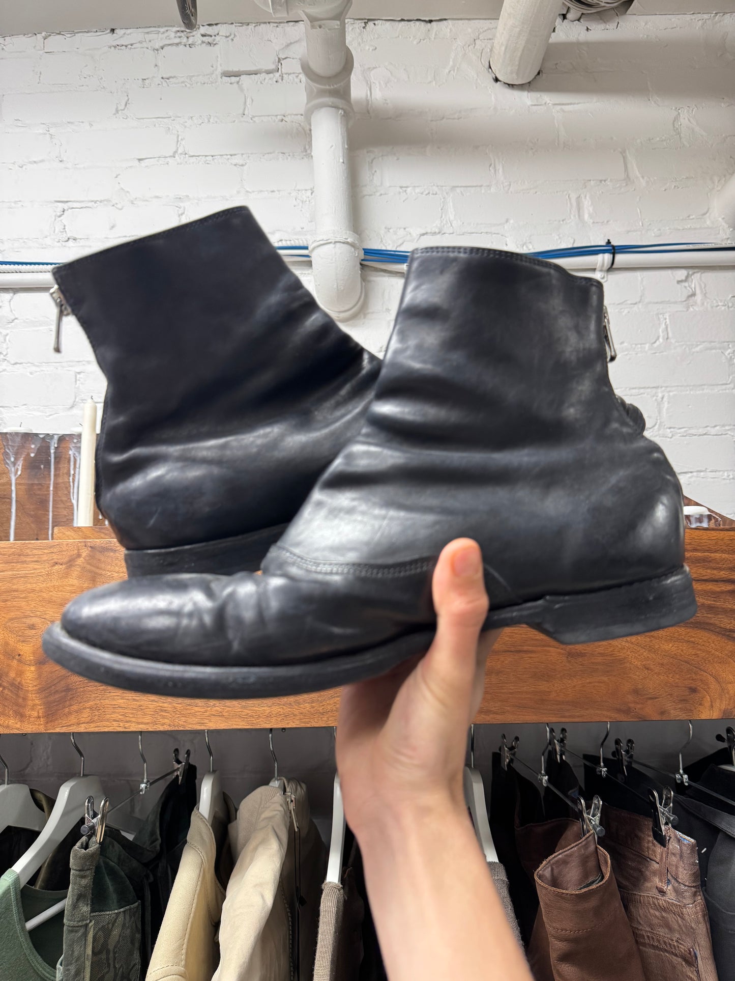 Guidi 988 Calf Leather ‘Back-Zip Low Heel Boots