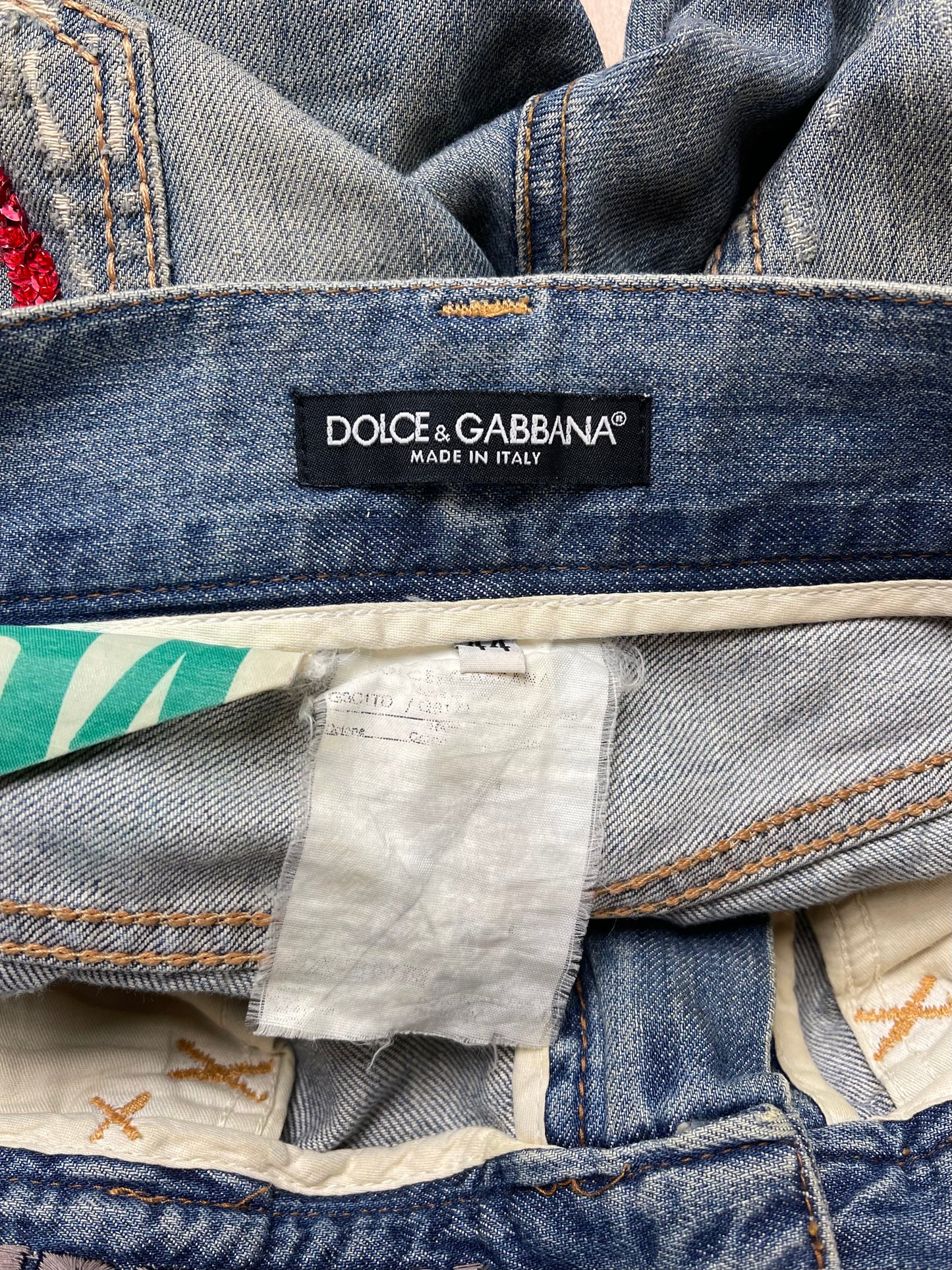 Dolce & Gabbana Light Wash ‘Peace’ Logo Denim