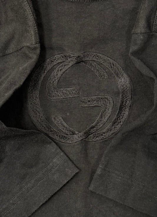 1997 Gucci by Tom Ford GG Logo Cropped Brown T-Shirt